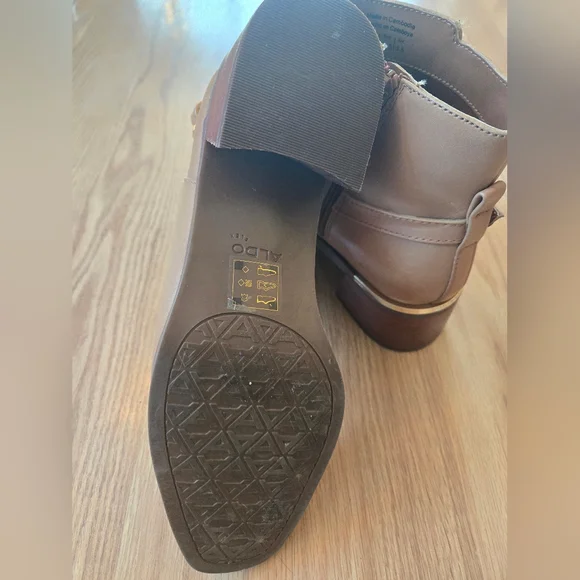 Tan Ankle Boots with Side Zip and Buckle Detail - Women - Picture 4 of 7